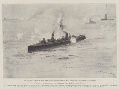 La guerra hispanoamericana, el torpedero estadounidense Winslow en acción en Cárdenas de Henry Charles Seppings Wright